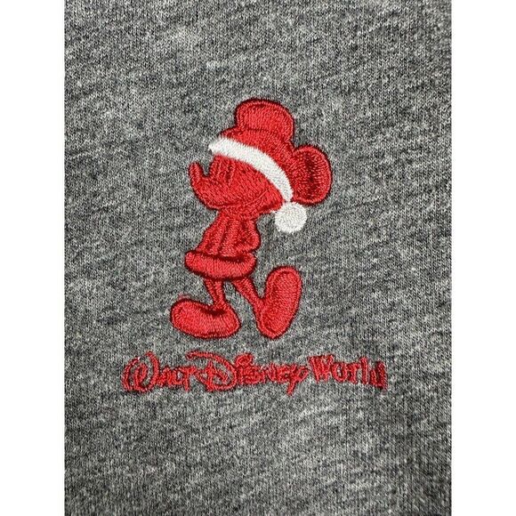 Disney Parks Disney World Mickey Mouse Santa Gray Long Sleeve‎ Shirt Christmas - Picture 2 of 6